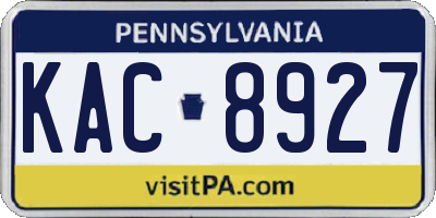 PA license plate KAC8927