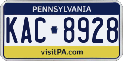 PA license plate KAC8928