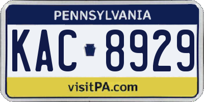 PA license plate KAC8929