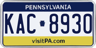 PA license plate KAC8930