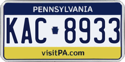 PA license plate KAC8933