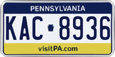 PA license plate KAC8936