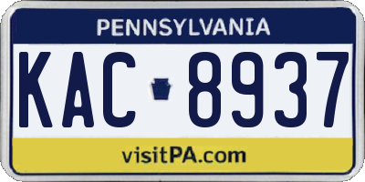 PA license plate KAC8937