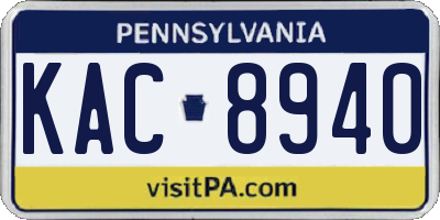 PA license plate KAC8940