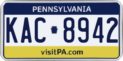 PA license plate KAC8942