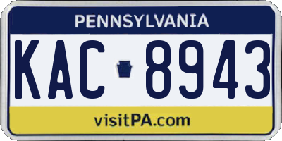 PA license plate KAC8943