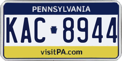 PA license plate KAC8944