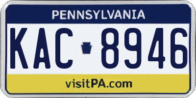 PA license plate KAC8946
