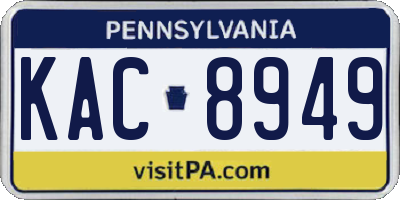 PA license plate KAC8949