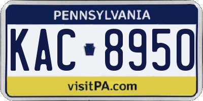 PA license plate KAC8950