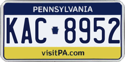 PA license plate KAC8952