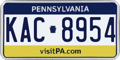PA license plate KAC8954