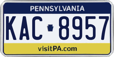 PA license plate KAC8957