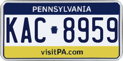 PA license plate KAC8959