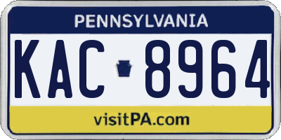 PA license plate KAC8964