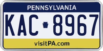 PA license plate KAC8967