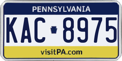 PA license plate KAC8975