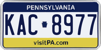 PA license plate KAC8977