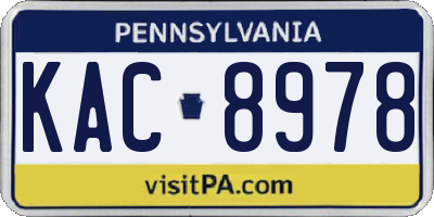 PA license plate KAC8978