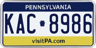 PA license plate KAC8986