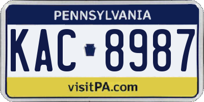 PA license plate KAC8987