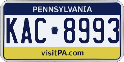 PA license plate KAC8993