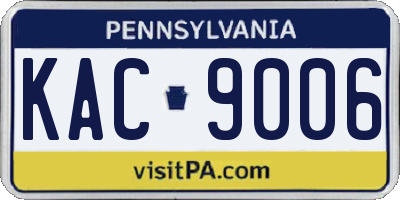 PA license plate KAC9006