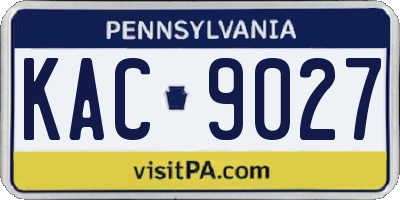 PA license plate KAC9027