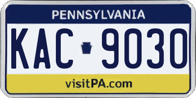 PA license plate KAC9030