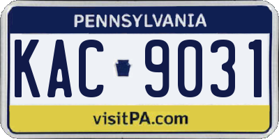 PA license plate KAC9031