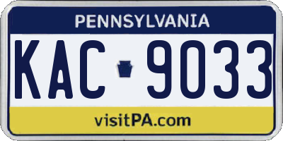PA license plate KAC9033