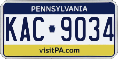 PA license plate KAC9034