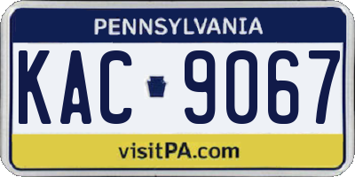 PA license plate KAC9067