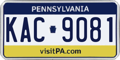 PA license plate KAC9081
