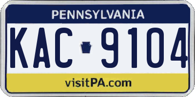 PA license plate KAC9104