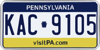 PA license plate KAC9105