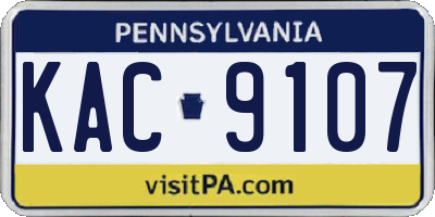 PA license plate KAC9107
