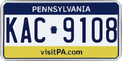 PA license plate KAC9108