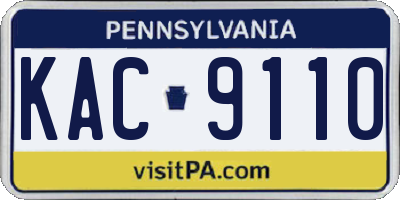 PA license plate KAC9110