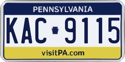 PA license plate KAC9115
