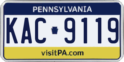 PA license plate KAC9119