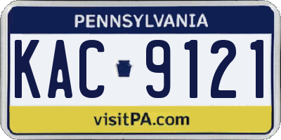 PA license plate KAC9121