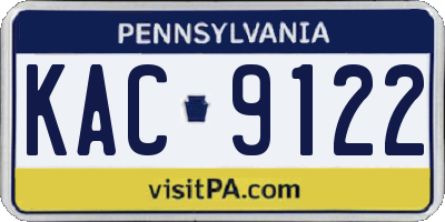 PA license plate KAC9122