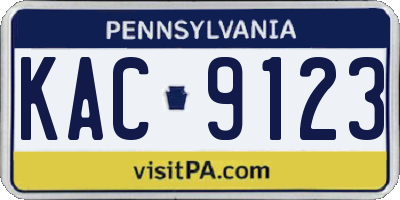 PA license plate KAC9123