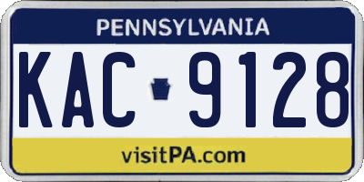 PA license plate KAC9128