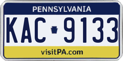 PA license plate KAC9133