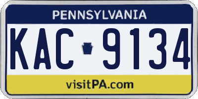 PA license plate KAC9134