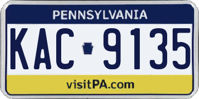 PA license plate KAC9135