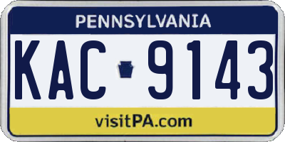PA license plate KAC9143