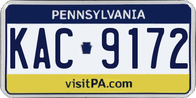 PA license plate KAC9172